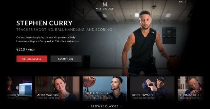 Stephen Curry Masterclass.com Website OMR NBA