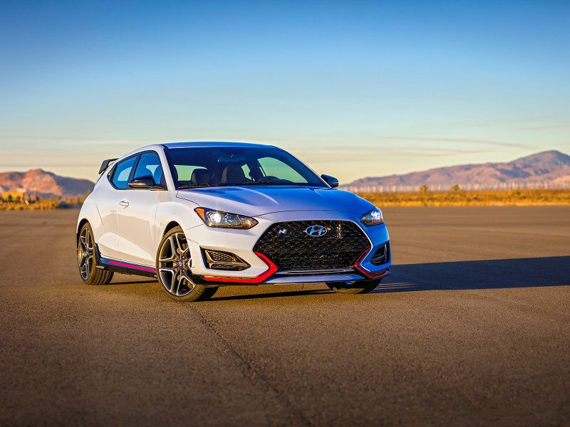 2019 Hyundai Veloster N Blue Parked Front Quarter ・  Photo by Hyundai 