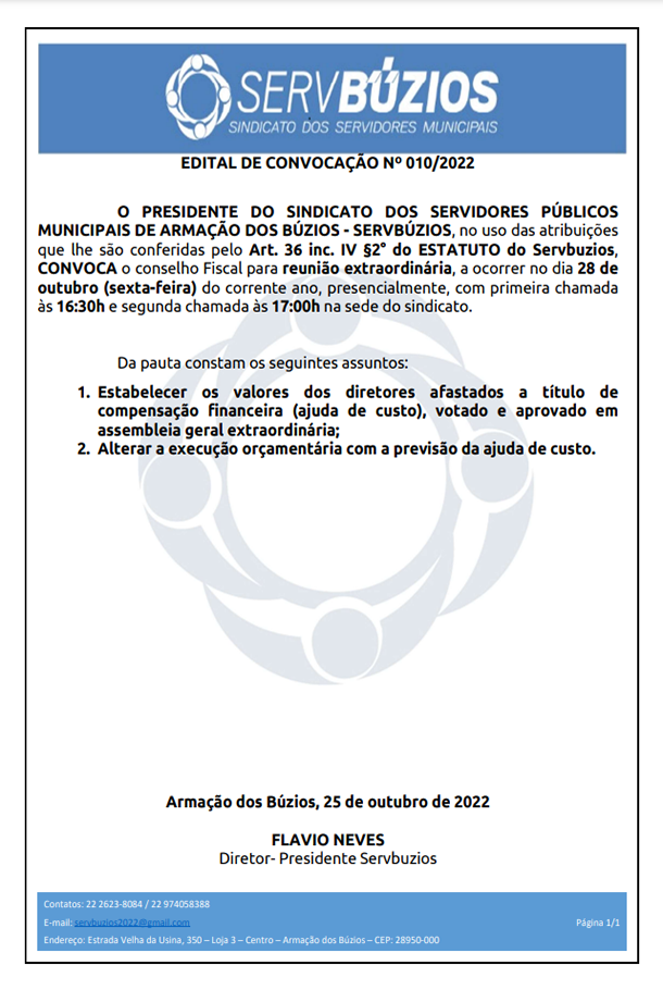 Convocação AGE N10 Conselho Fiscal