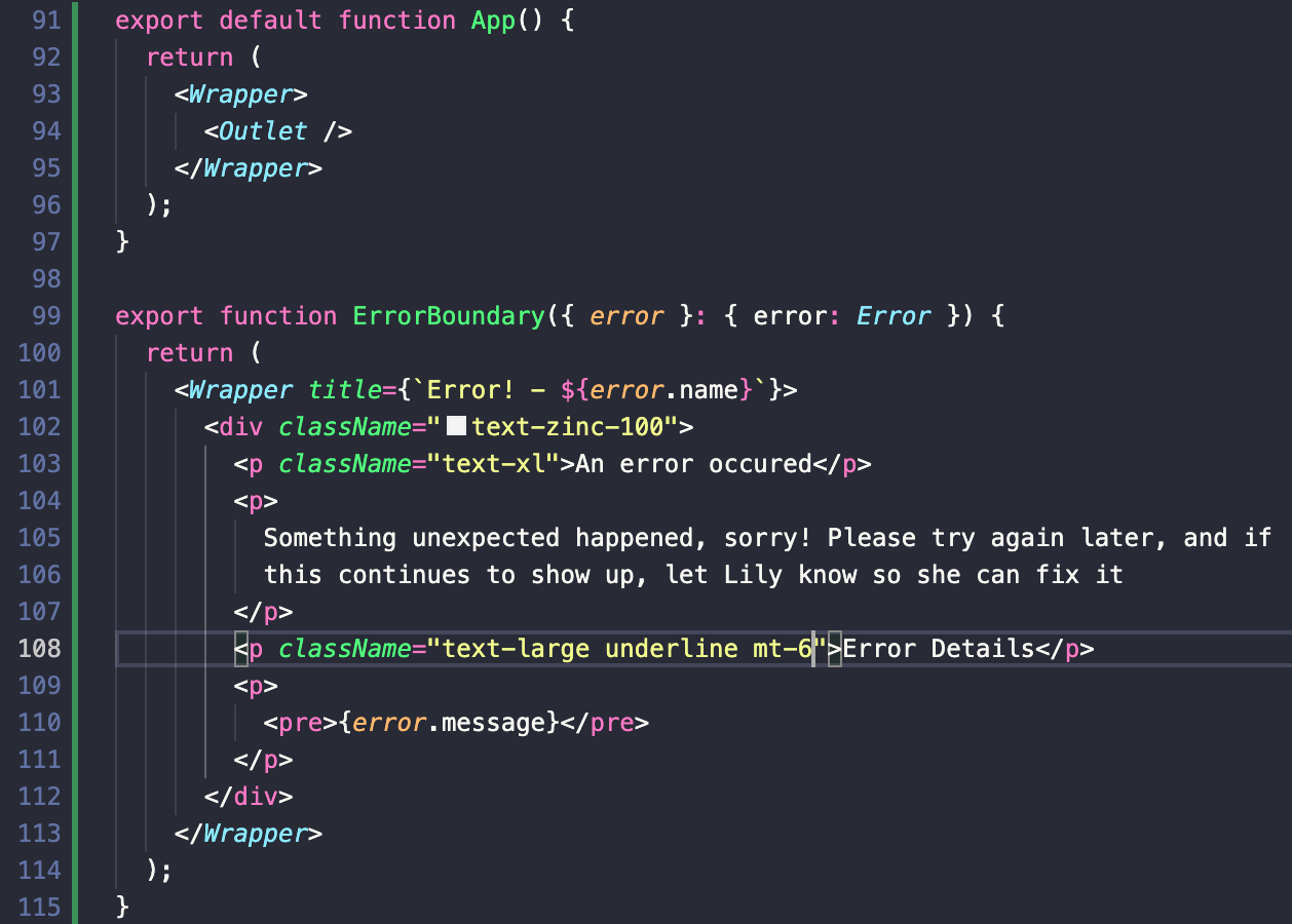 Example of a wrapper around the error and main app