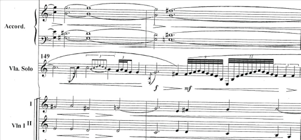 Example 3.B: Olivero, the borrowed Sinfonia (bars 149-150)