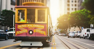Cable car on the streets of San Francisco
