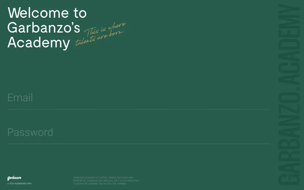 On-boarding application and employee welcome-screen for Garbanzo Academy