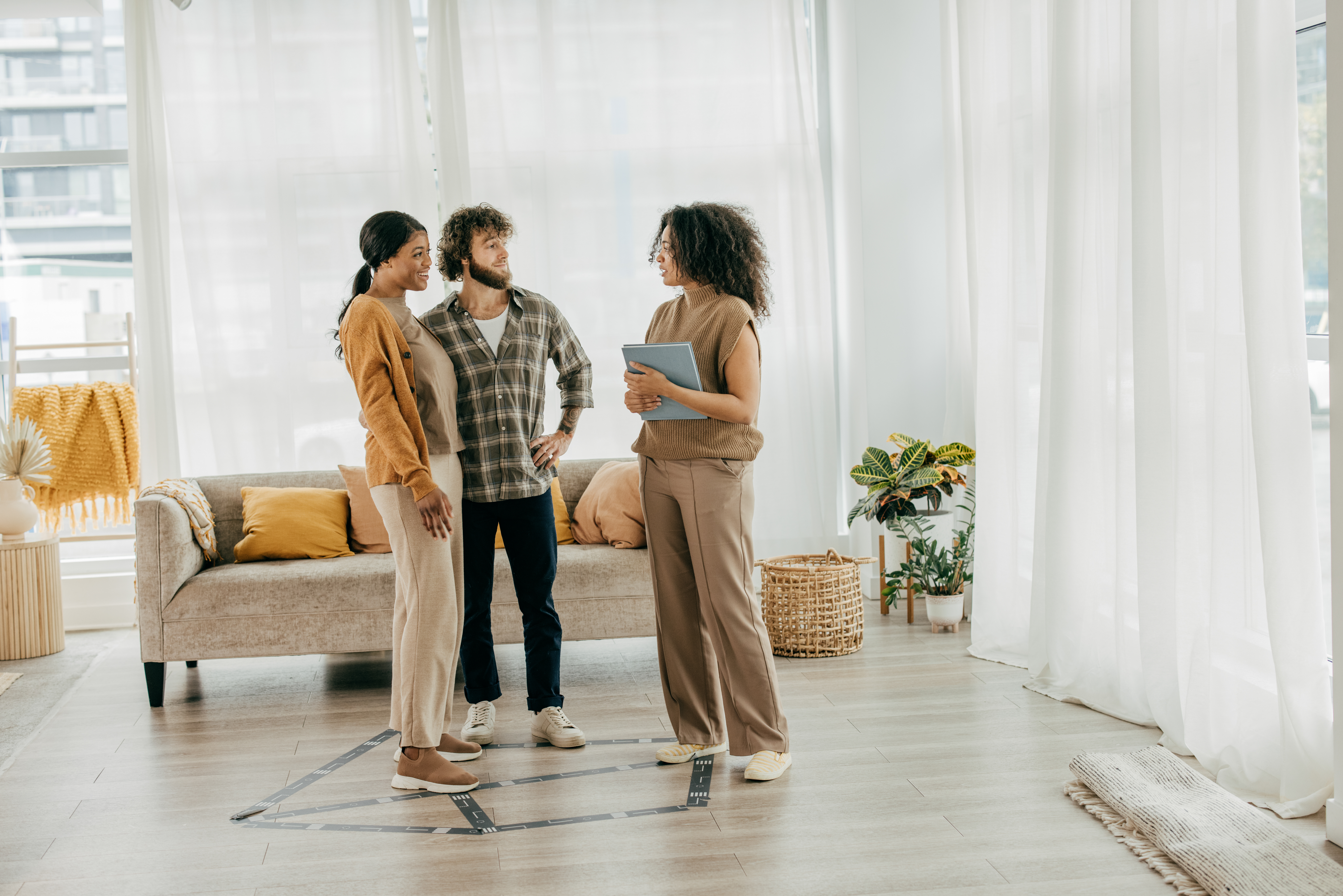Showing a house, real estate agent