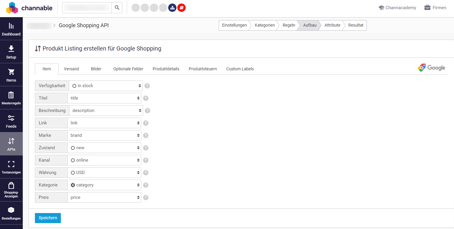 Google Shopping API Aufbau Channable