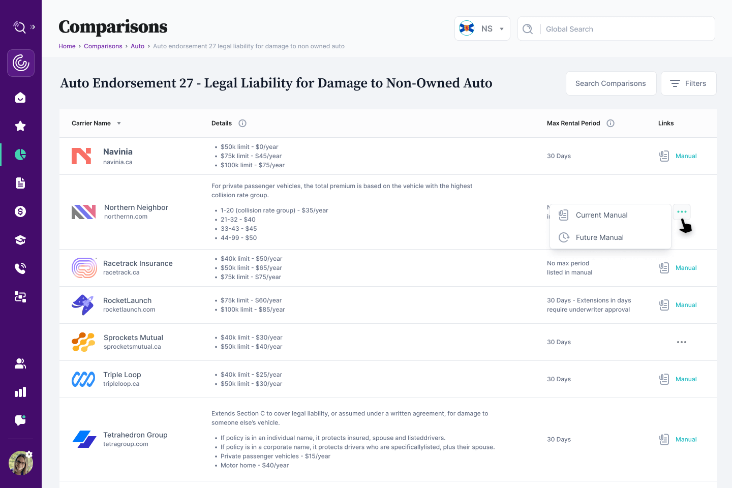 Auto Endorsement Comparison