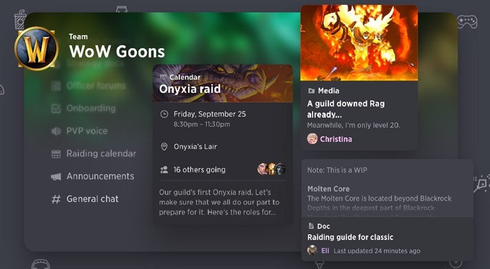 Screenshot of the Guilded Discord bot