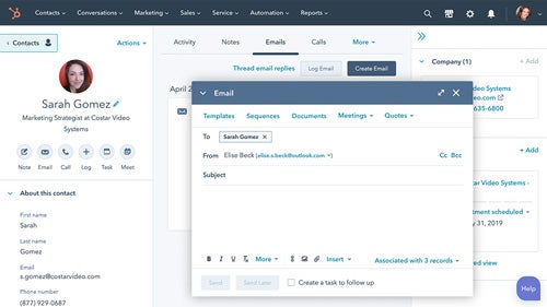 HubSpot Sales Hub Screenshot