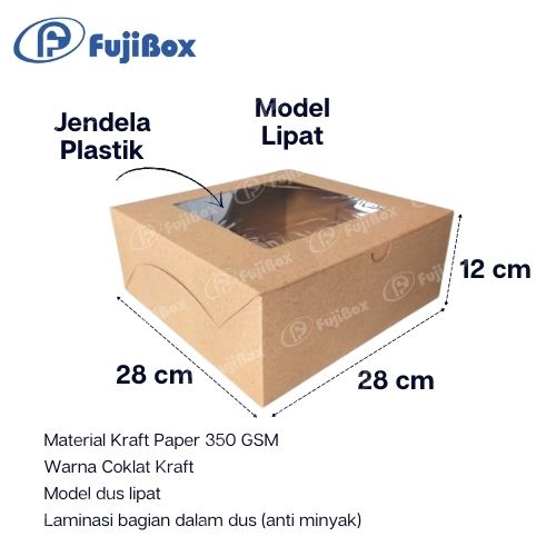 FUJIBOX KRAFT | BROWN KRAFT 28 x 28 x 12 | DUS ANTI MINYAK 